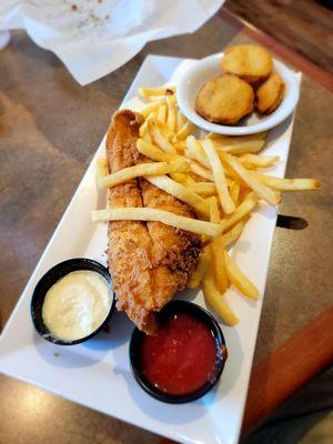 Fried flounder w/fried squash & fries lunch special