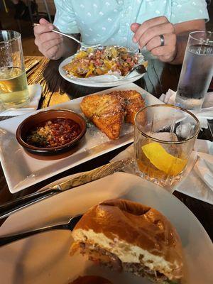 Smash burger, nachos and fried mozzarella