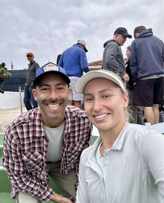 After winning her match on Court 2, getting a selfie with one of the friendliest players on tour, Daria Saville.