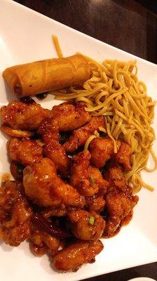 Tangy Orange chicken and egg roll