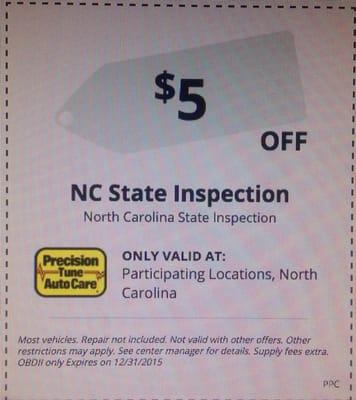 Make sure you look online for their $5 off state inspection coupon!