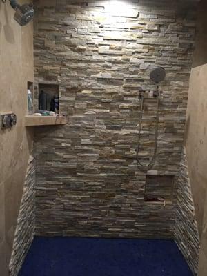 Shower rock and tile pattern/design!