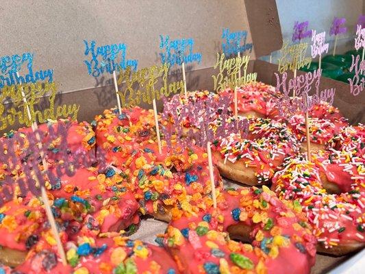 Fruity Pebble and Strawberry Sprinkles (birthday flags added by me)