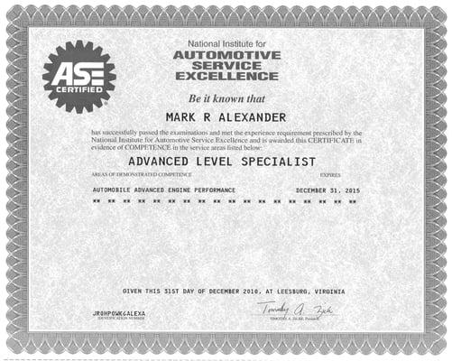 Advanced Level Specialist  - Advanced Engine Performance