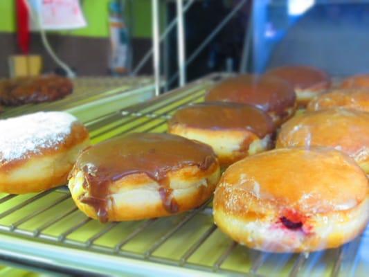 Lemon-filled, Bovarian creme/custard, & raspberry jelly