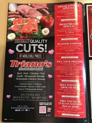 Monthly specials in Local flavor flyer