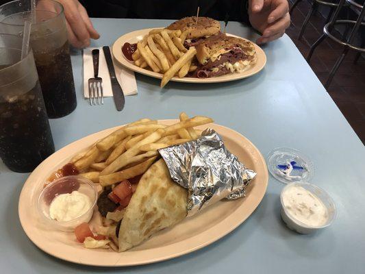 Gyros and corn beef sandwiches