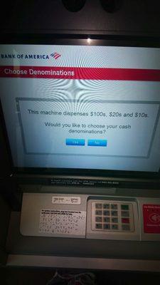 You can choose denominations here similar to Chase Bank.