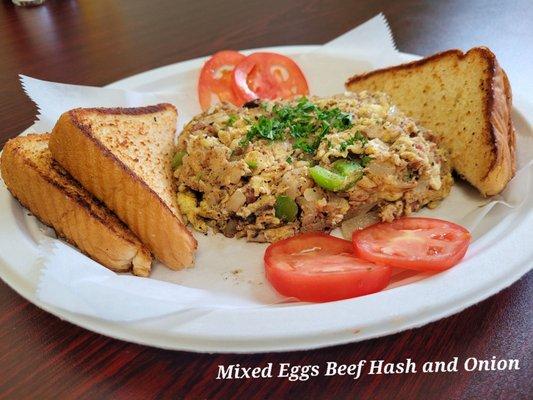 Mixed Eggs Beef Hash & Onion ~ delicious ~