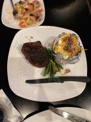 Sirloin with loaded baked