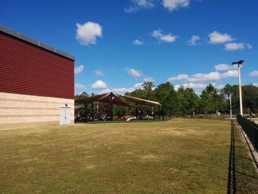 The playground and field.