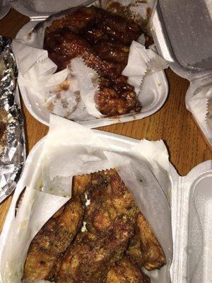 Barbecue and lemon pepper wings