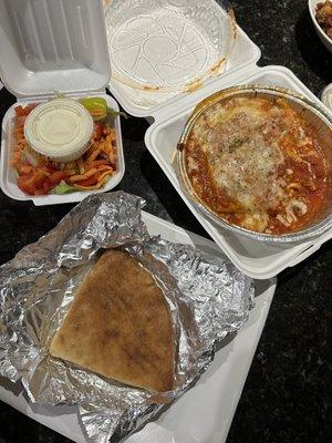 Lasagna with Meat Sauce and side Caesar salad