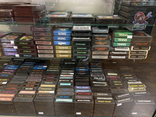 ATARI 2600 cartridges galore! Great organization in this store.