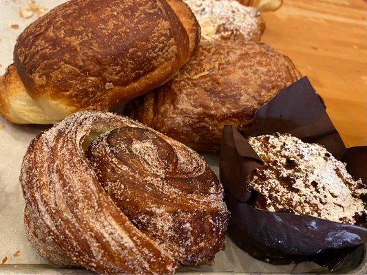 Morning Bun, Chocolate Croissant  and muffin