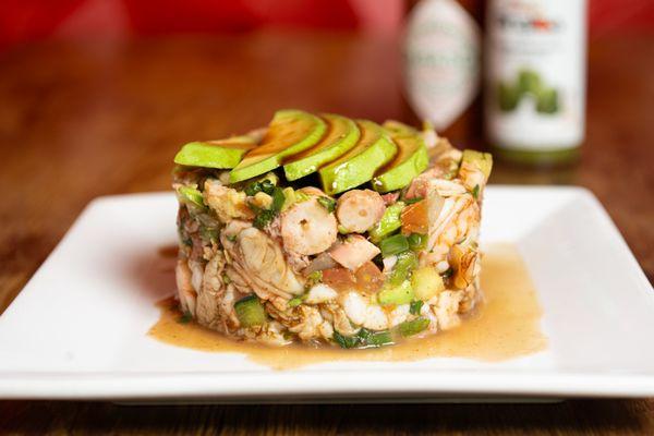 Torre de mariscos (octopus, shrimp avocado and ceviche)