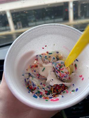 Buttercream frosting soft serve with sprinkles