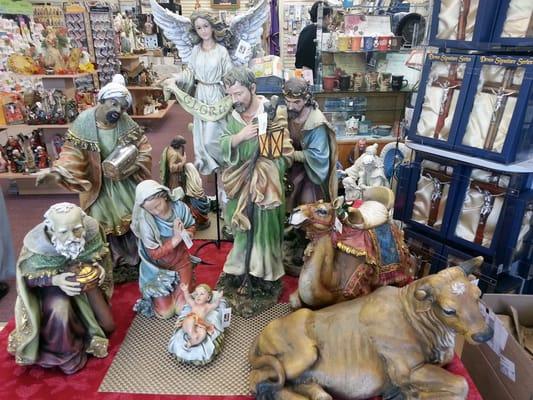 Large resin Nativity sets.