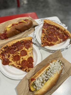 Pepperoni pizza & Hotdog