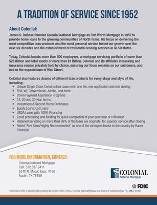 Colonial boasts more than 800 employees, a mortgage servicing portfolio of more than $26 Billion and total assets of more tha...