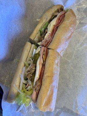 Italian Sub with porchetta. Get it with the works!