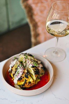 Charred Baby Cauliflower and Wine