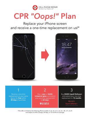 Our new "Oops" Plan for iPhones up to 8+!!