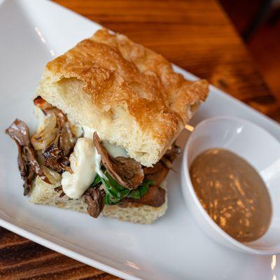 Mushroom Melt with taleggio, garlic, spinach, & truffle gravy