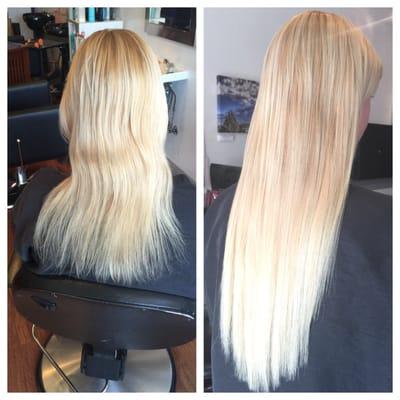 Micro bead hair extensions before and after