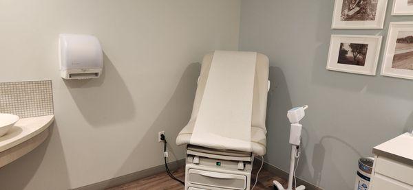 Exam rooms are simple and clean