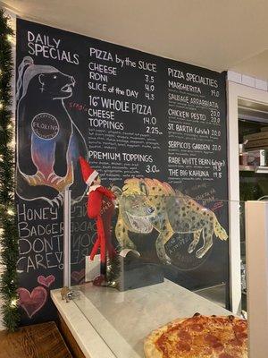 Nice decorations. Pizza menu