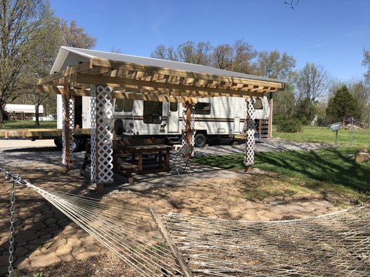 Grape arbor patio, camp site