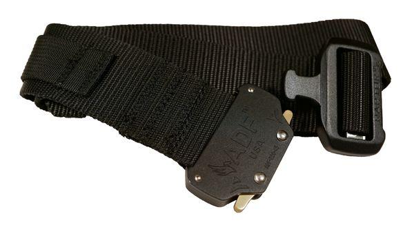 Our JBC Corp riggers-style belt with an added nylon loop and metal hook designed to fix a TLD in place securely.