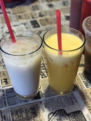 These drink were so watery so disgusting! the horchata doesn't even taste like horchata and the "juice" is more like an orange blended wit