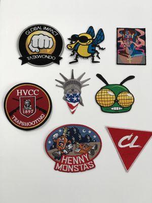 Custom heat press embroidery patches.