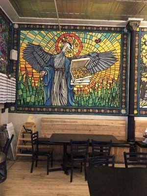 Mural in restaurant