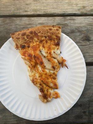 This is a slice of Buffalo chicken pizza it was delicious!