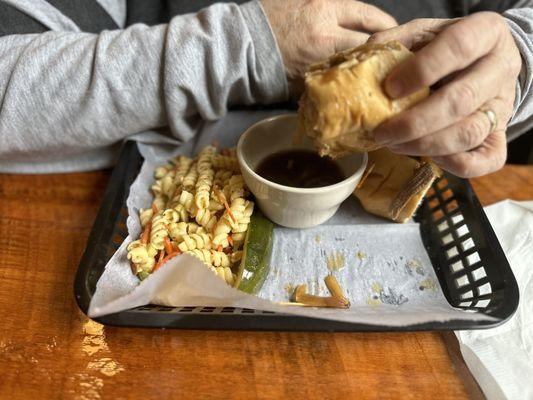 French dip with great pasta salad!