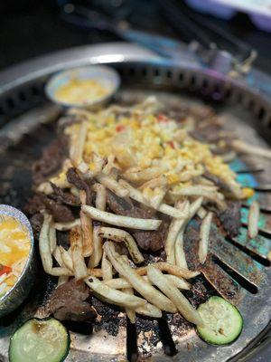 Mix up fries, cheese corn and bulgogi!