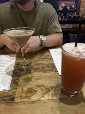 Espresso martini and strawberry margarita