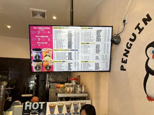 Bubble Tea Menu.