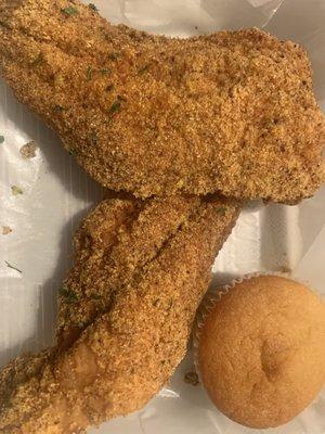 Catfish with cornbread