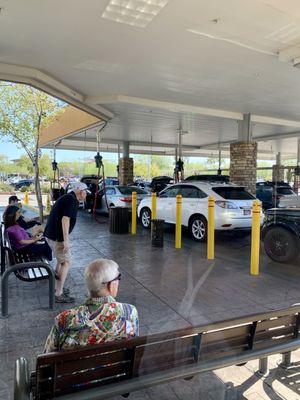 Car wash detailing & finishing area with shade & benches