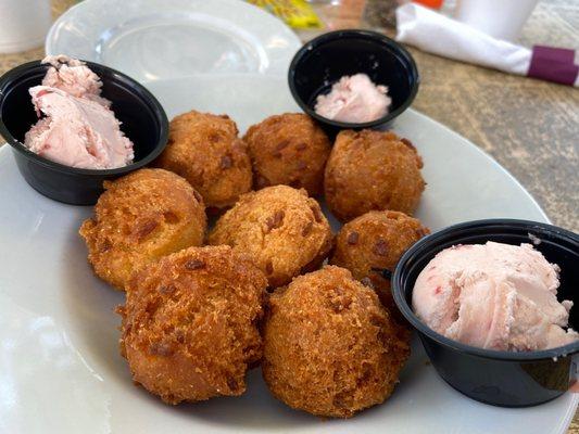 Hush puppies, with fresh strawberry butter!