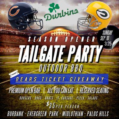 Grilling, Chilling, and Cheering! Join us for the ultimate Bears vs. Packers Outdoor BBQ  Catch the game, enjoy delicious food, and