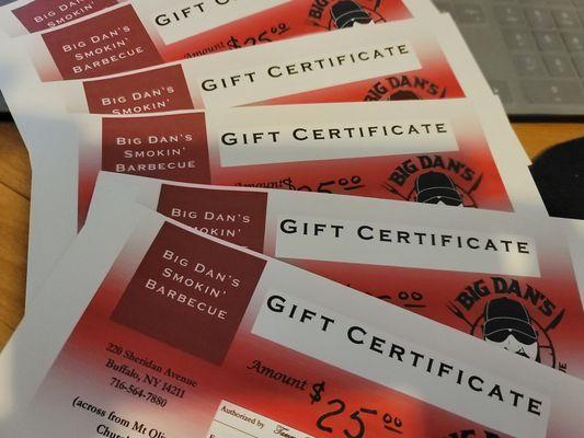 Now offering gift certificates, why not give the gift of tasty BBQ?