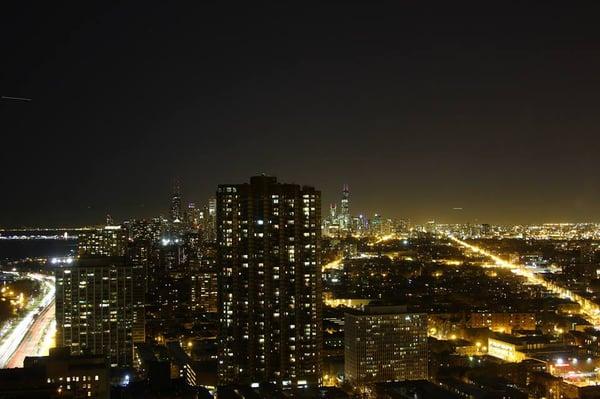 Park Place Tower looking south at night