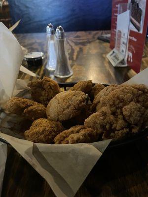 Boneless dry rub wings.