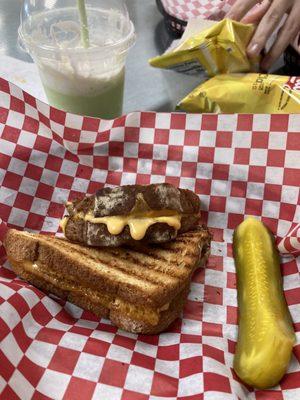 Grilled cheese and Honeydew smoothie