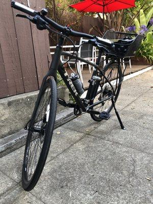 Water bottle holder and bell they installed for me